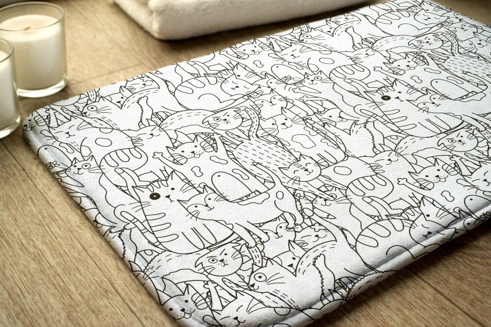 Dywanik łazienkowy antypoślizgowy Dywanik łazienkowy antypoślizgowy Koty Wzór