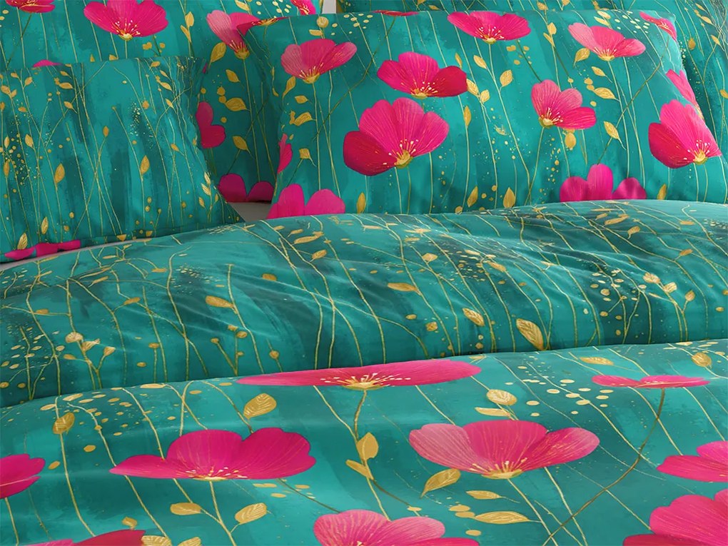 PrzytulneMieszkanie.pl PrzytulneMieszkanie.pl Bawełniana pościel VIVIDELLE POLY zielona Rozmiar pościeli: 2 szt 70 x 90 cm | 200 x 220 cm