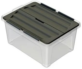 Multibox z przymocowaną pokrywą Eco 30 l, czarnapokrywa, 30 l