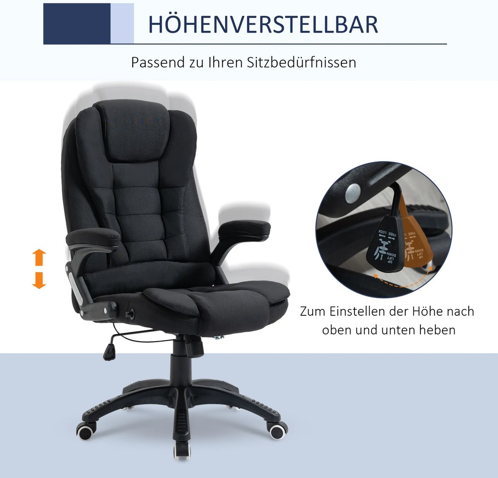 Vinsetto Fotel biurowy obrotowy ergonomiczny z pianką i materiałem lnopodobnym szary | Aosom PL