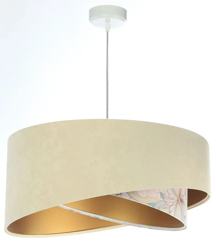 Jasnobeżowa lampa wisząca welurowa H5-F04