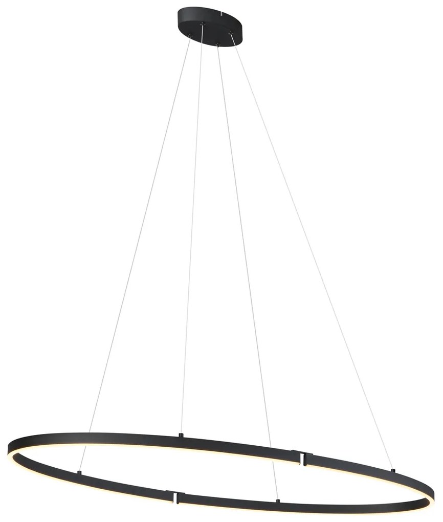 Designerska lampa wisząca czarna owalna 120 cm z LED z 3-stopniową regulacją ściemniania - OvalloDesignerski Oswietlenie wewnetrzne