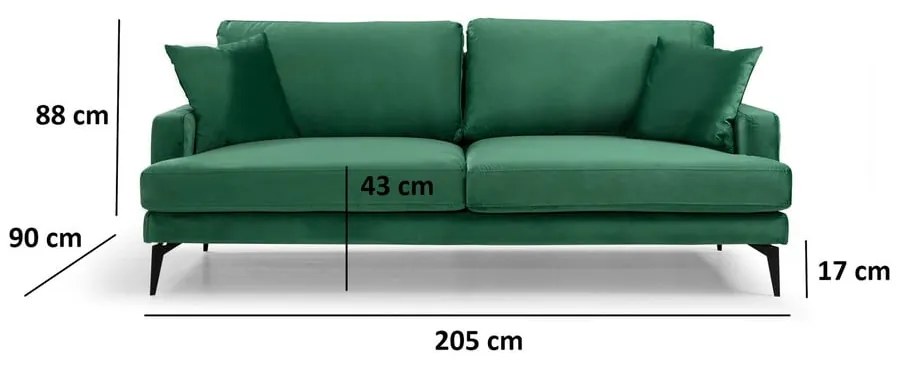 Zielona sofa 205 cm Papira – Balcab Home