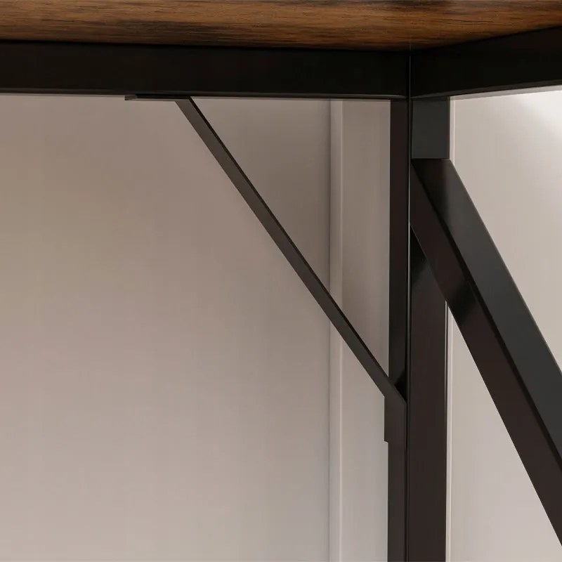 Biurko komputerowe industrialne stolik rustykalny brąz metalowa rama loft