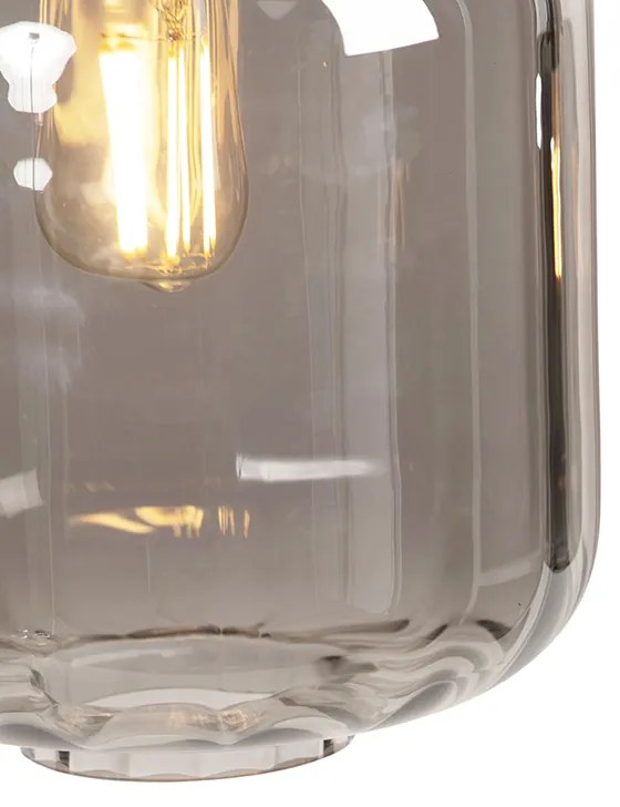 Designerska lampa wisząca czarna z przydymionym szkłem 3-światłowa 161,5 cm - QaraDesignerski Oswietlenie wewnetrzne