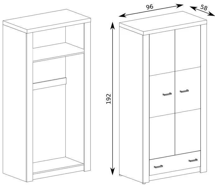 Szafa dwudrzwiowa jesion ciemny - Filin 2X