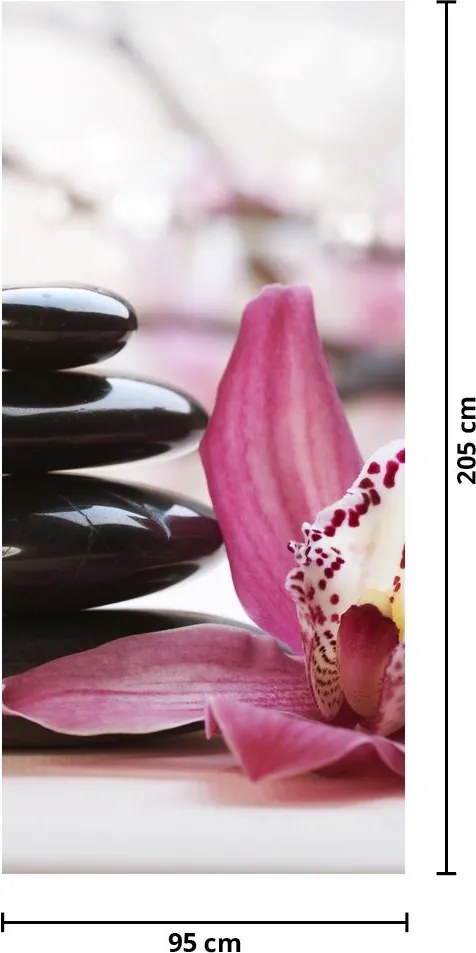 Fototapeta na drzwi - Kamienie do masażu i orchidea (95x205cm)