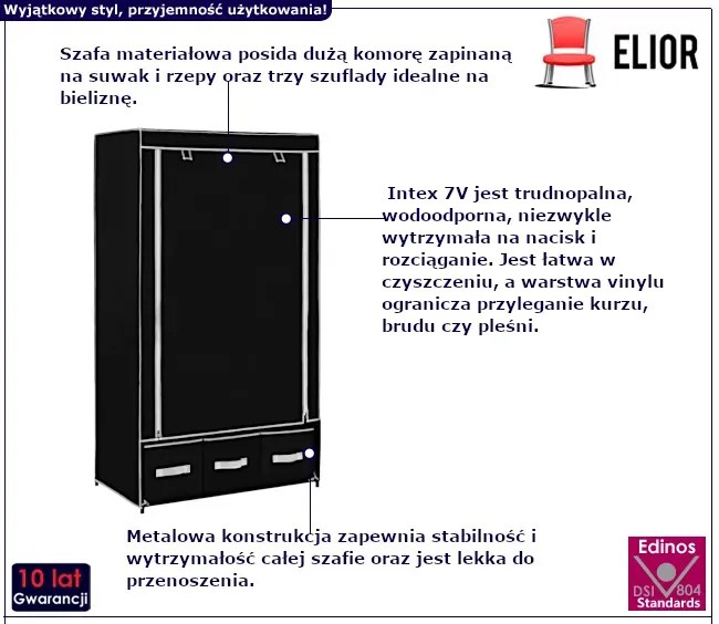 Czarna składana materiałowa szafa N3-G88