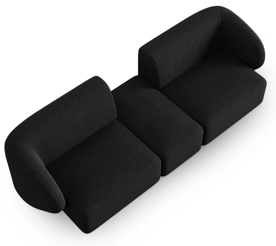 Czarna sofa z tkaniny szenilowej 246 cm Paolo – Milo Casa