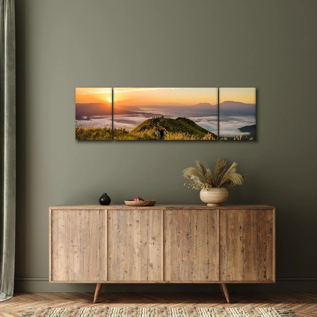Obraz góry o zachodzie słońca (170x50 cm)