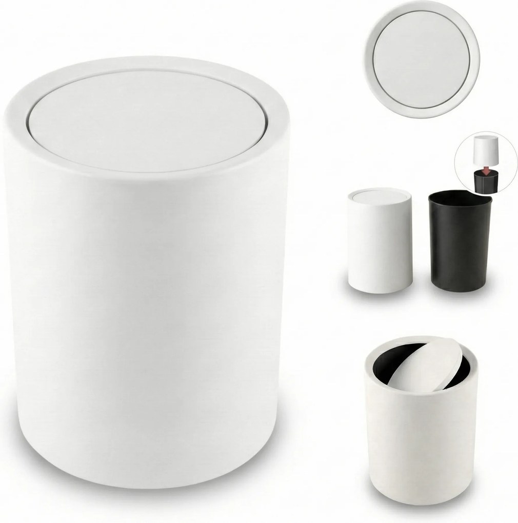 Łazienkowy kosz na śmieci RUND, 6 l