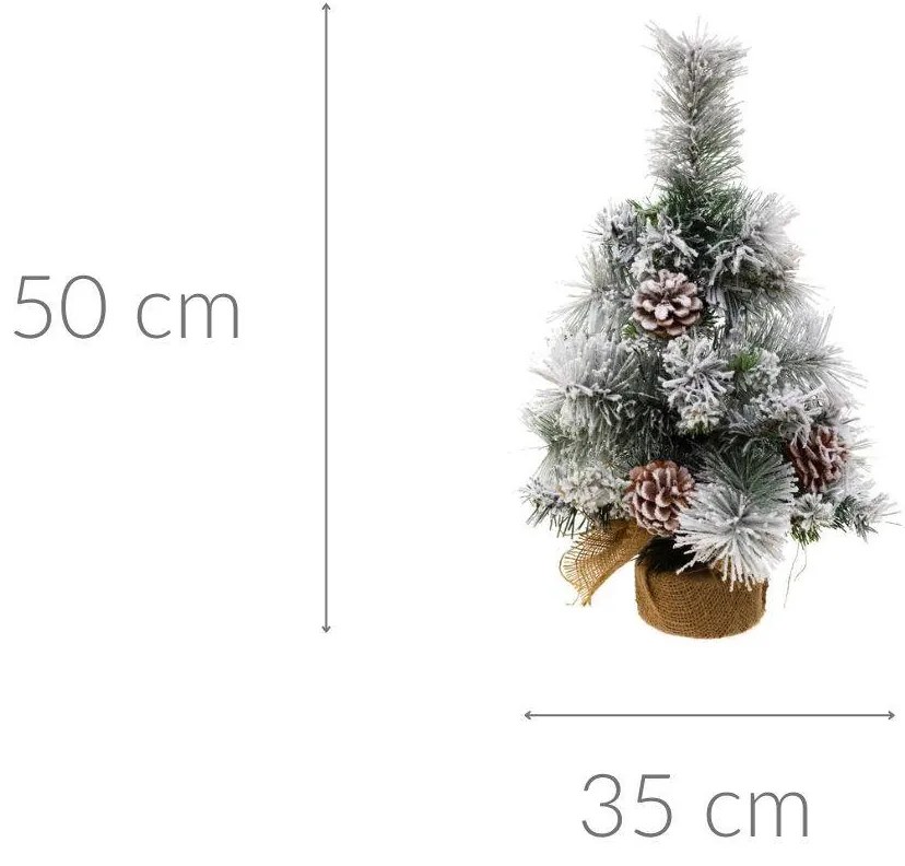 Sztuczna choinka z ośnieżonymi gałązkami, stroik, 50 cm