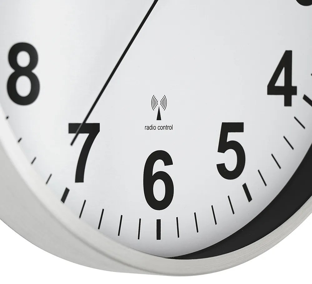 Metalowy zegar srebrny PRIM Radio Control ∅ 303 × 45 mm