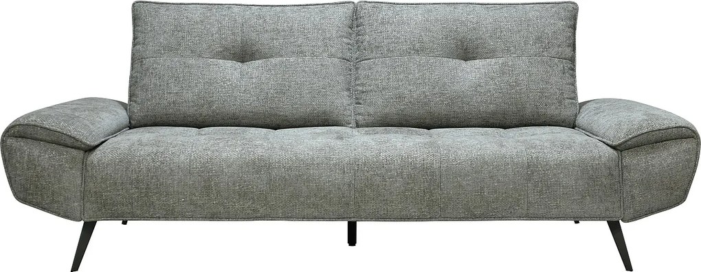Kanapa 3-osobowa z szarą teksturowaną tapicerką i przesuwnym oparciem - KELOPA