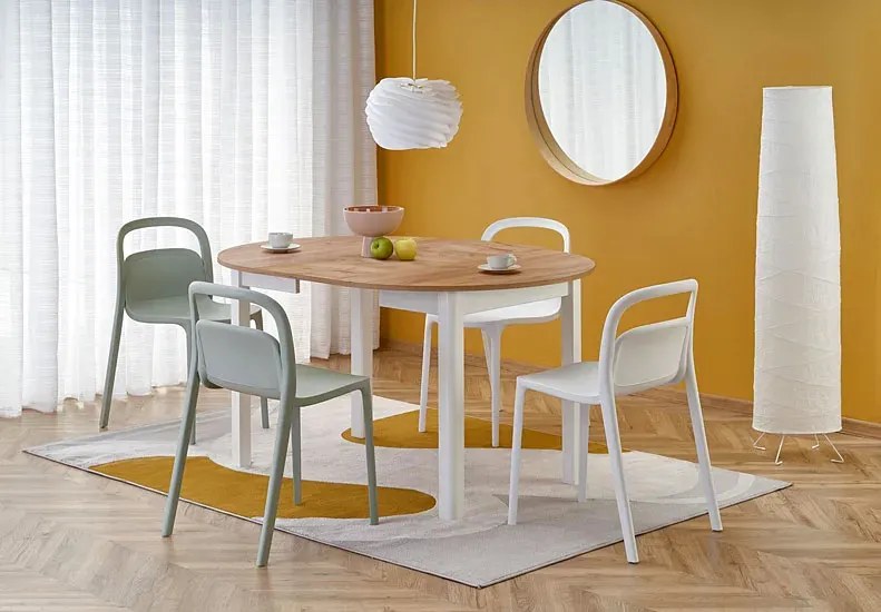 Okrągły rozkładany stół dąb craft + biały A5-B70