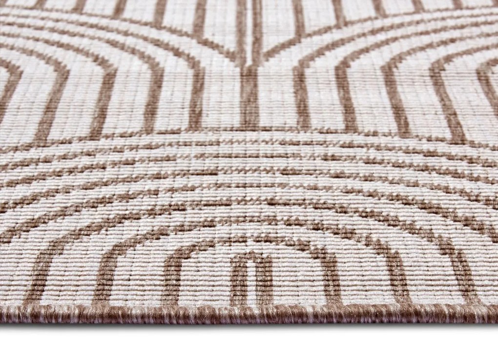 Dywan zewnętrzny dwustronny Pangli brązowo-kremowy 80 cm x 150 cm