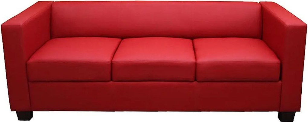 Sofa 3-osobowa Lille,  skóra, czerwona