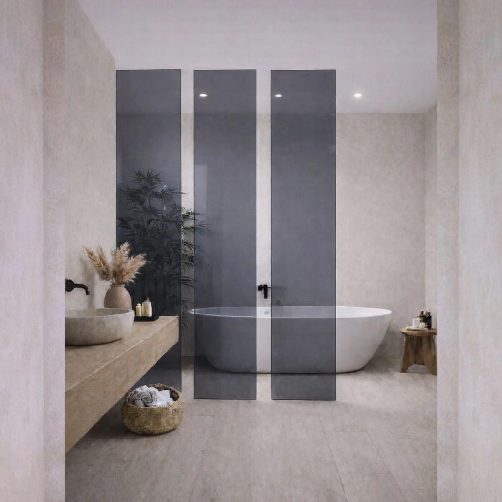 Ścianka szklana MOLIS Panel XXL Green szkło zielone | Różne kolory | Różne rozmiary : Kolor szkła - Grafitowy, Rozmiar - 3szt. -  30 x 300 cm