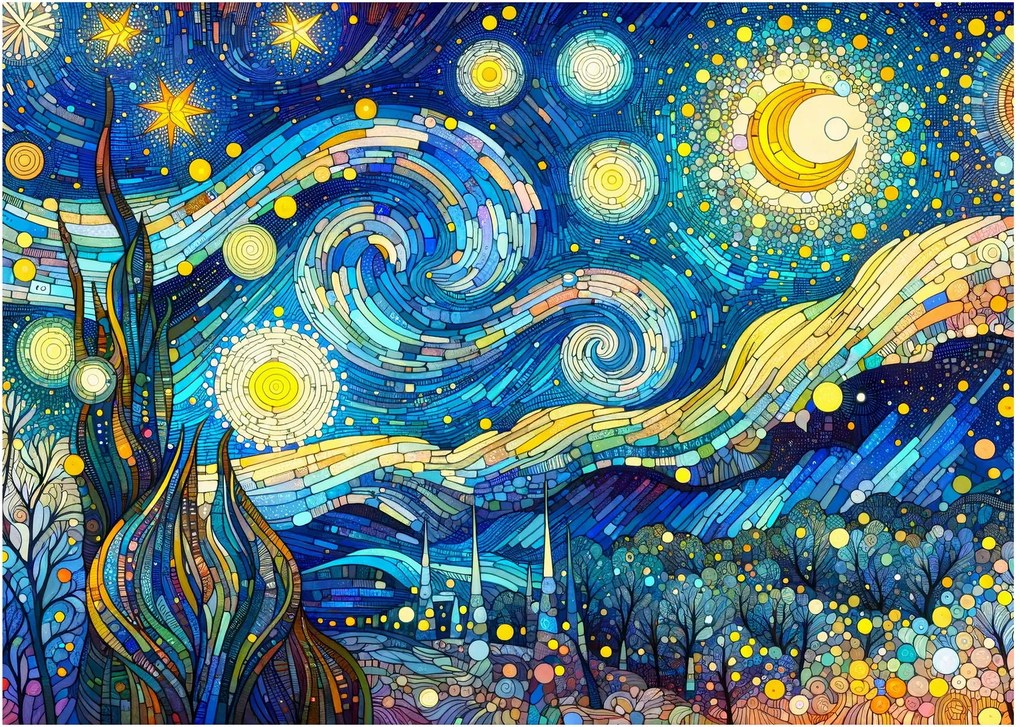 Obraz na szkle – Mozaika gwiaździstej nocy (70x50 cm)