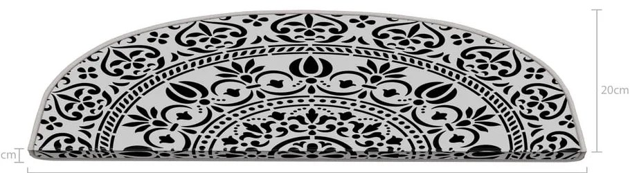 Czarno-białe dywaniki na schody zestaw 16 szt. 20x65 cm Anatolian Lace – Vitaus