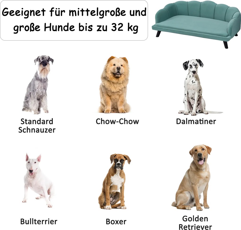 PawHut Sofa dla psa z oparciem sofa dla zwierząt domowych legowisko dla psa z miękkim obiciem sofa dla kota kolor zielony