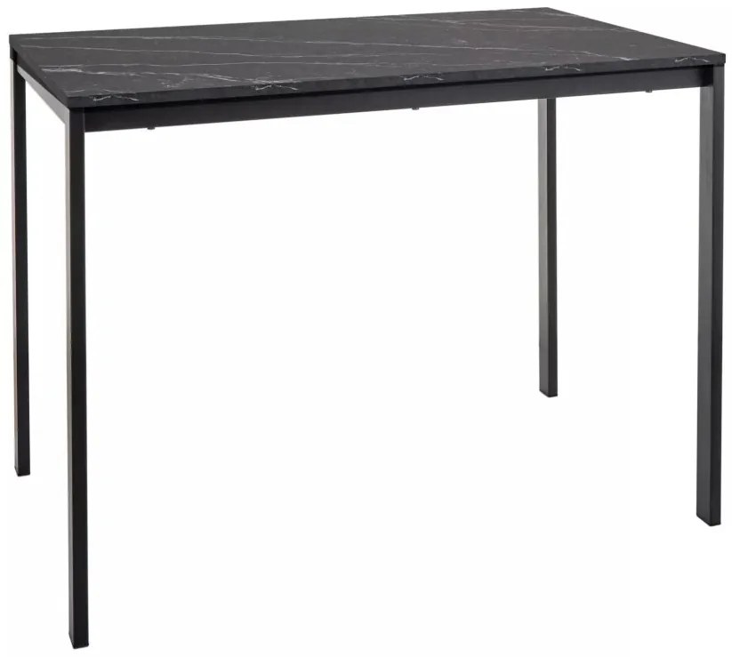 Zestaw jadalniany 1 + 4, czarny stół RAMOD 100x60 cm marmurowy dekor + zielone krzesło TURIN z czarnymi nogami