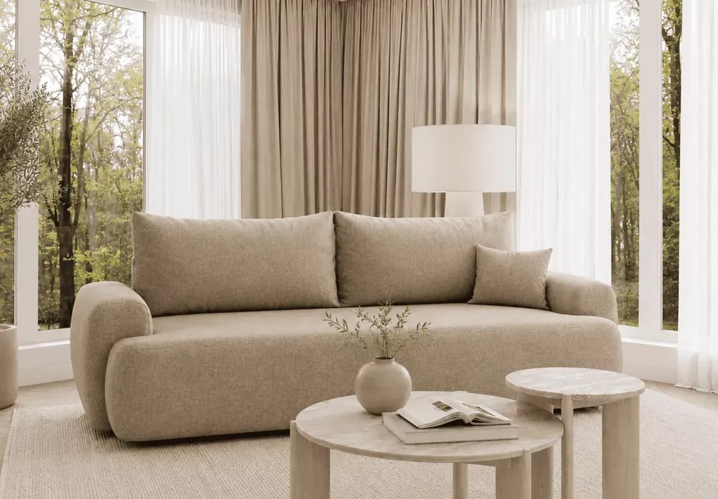 Kanapa Olenn z funkcją spania – nowoczesna sofa z pojemnikiem na pościel do salonu