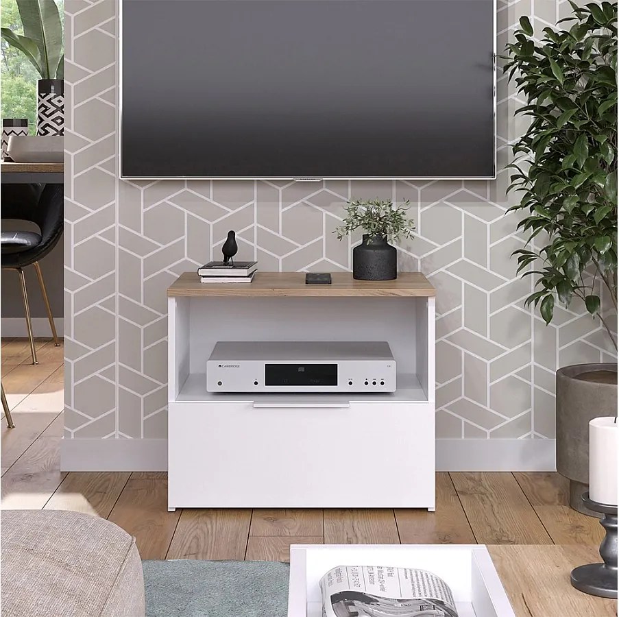 Lowboard biały/sonoma 60x40x50 wido