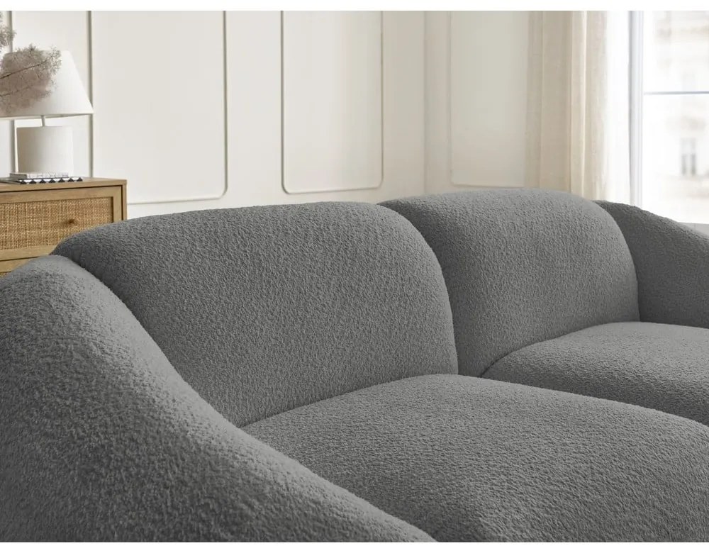 Szara sofa z materiału bouclé 230 cm Tina – Bobochic Paris