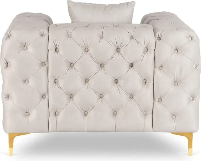Fotel Wypoczynkowy SORRENTO 1S Kremowy Welurowy Nowoczesny Glamour