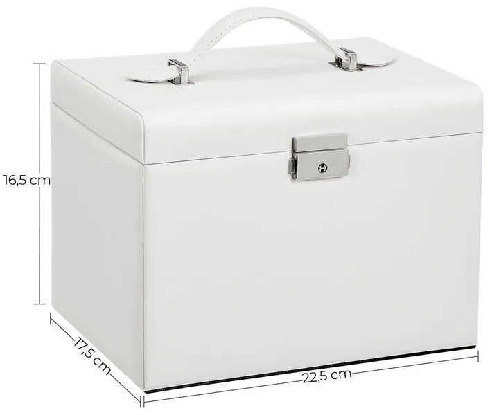 SongmicsHome Szkatułka z lustrem KARINA, 22,5x17,5x16,5cm, biała