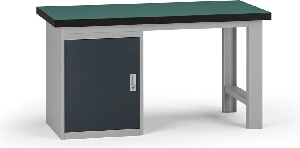 Stół warsztatowy G8, 1500 x 750 x 800 mm, 1x szafka, grafitowy