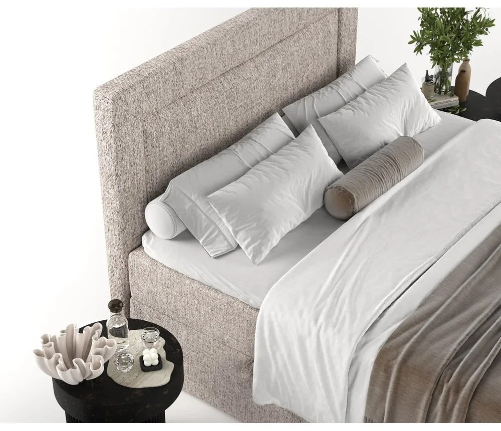 Jasnobrązowe łóżko boxspring ze schowkiem 160x200 cm Imagine – Maison de Rêve