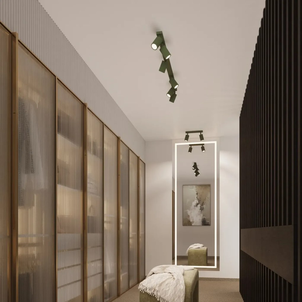Plafon trzypunktowy KARBON 3P zielony oliwkowy okrągły SOLLUX LIGHTING