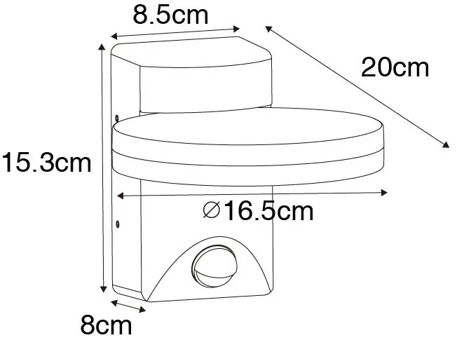 Zewnetrzna Kinkiet / Lampa scienna zewnętrzny czarny z czujnikiem ruchu LED IP54 - Esmee Nowoczesny Oswietlenie zewnetrzne