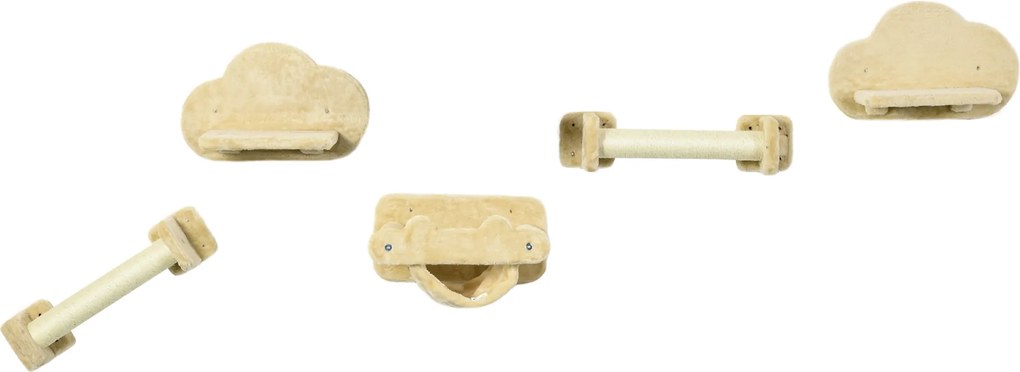 PawHut Drabinka dla kota Montowany na ścianie Odporna na zużycie powierzchnia sizalowa Stabilne wsparcie Beżowy | Aosom PL