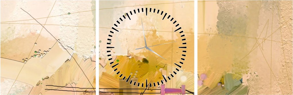 Obraz - Abstrakcja, obraz olejny (z zegarem) (90x30 cm)