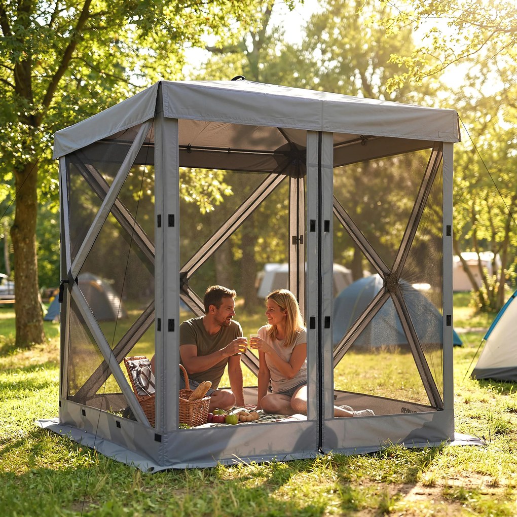 Outsunny Pawilon 1,85x1,85m Wodoodporny Stabilny Zimoodporny Pop-up Składany Pawilon z 4 Siatkowanymi Ścianami Bocznymi Torbą, UV 30+ | Aosom PL