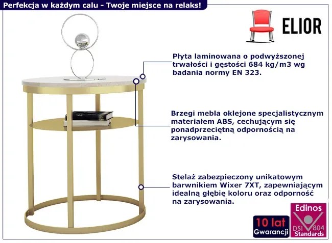Stolik kawowy z metalowym stelażem dąb sonoma + złoty - Melkor 3X