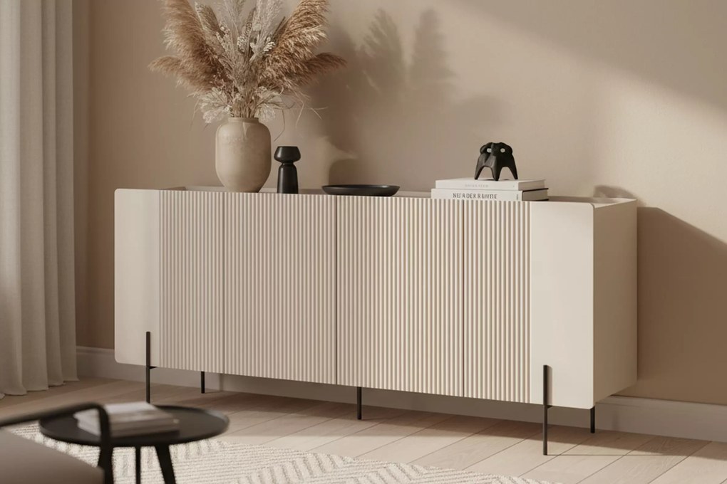 Komoda Malmi 200 cm - kaszmir / czarne nóżki