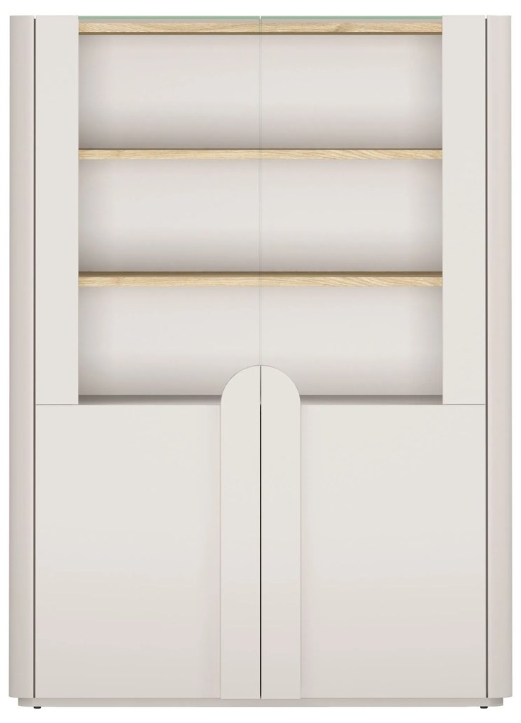 Witryna Amilio 100 cm dwudrzwiowa - kaszmir / dąb olejowany / uchwyty kaszmir