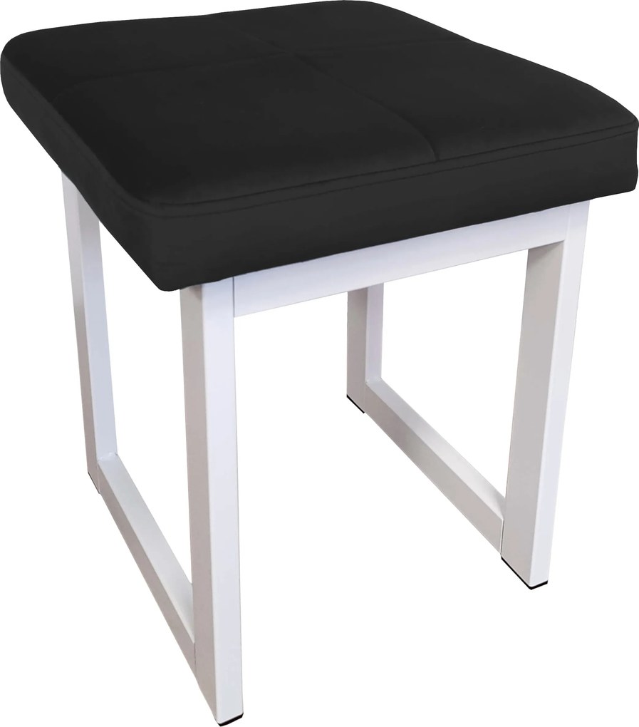 Taboret SOLID tkanina Welur stelaż metalowy STOŁEK LOFT : Kolor Stelaża - Biały, Kolor tkaniny - VELVET - MG19, Typ tkaniny - Velvet, Wysokość - 45 cm