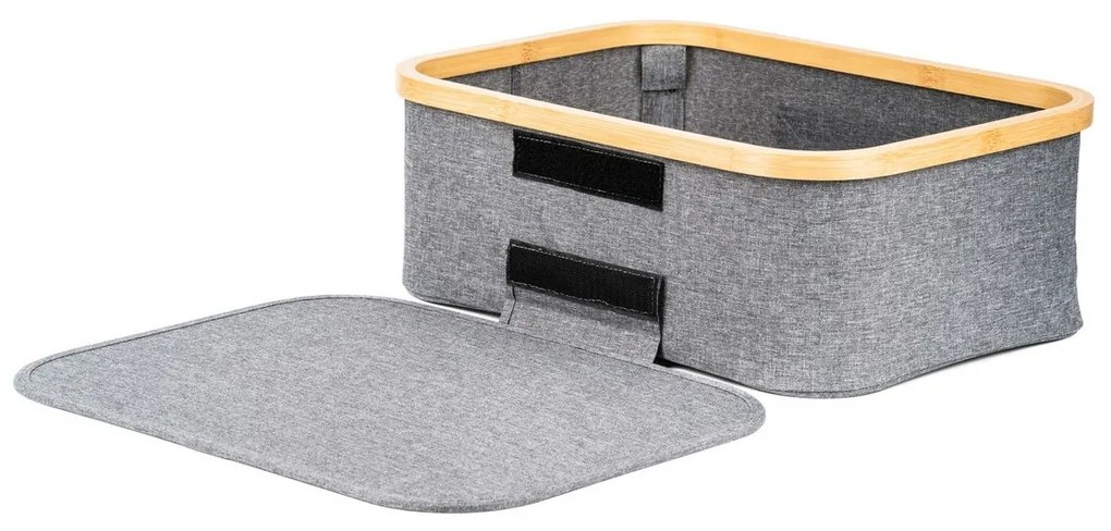 Pojemnik do przechowywania G21 40 x 30 x 15 cm, bambusowy z pokrywką, szary