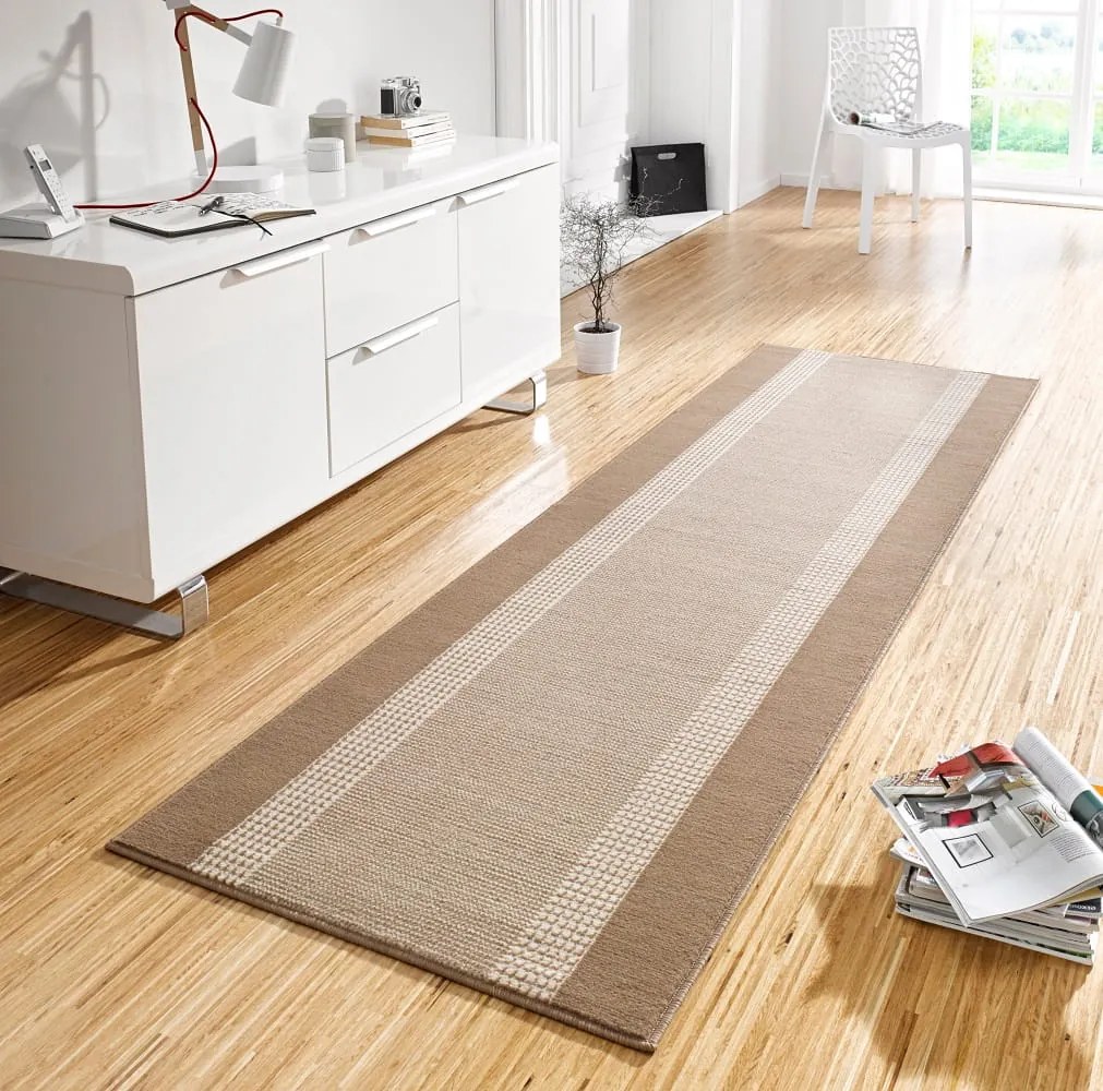 Dywan nowoczesny Basic beżowo-kremowy chodnik 80 cm x 200 cm