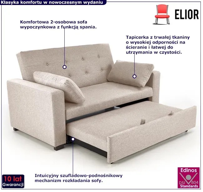 Beżowa sofa wypoczynkowa z funkcją spania - Naria