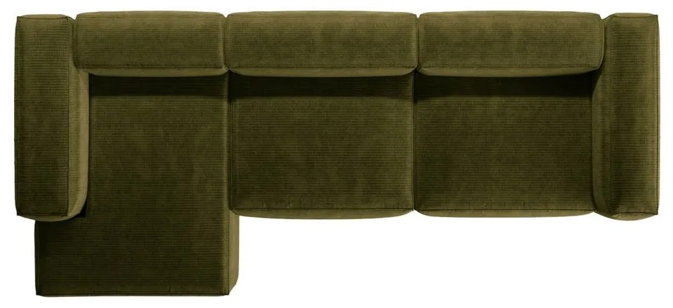 Zielony sztruksowy narożnik (lewostronny/z szezlongiem) Bergano – Cosmopolitan Design