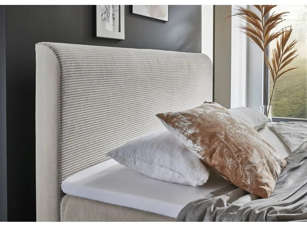 Beżowe łóżko boxspring ze schowkiem 160x200 cm Memphis − Meise Möbel