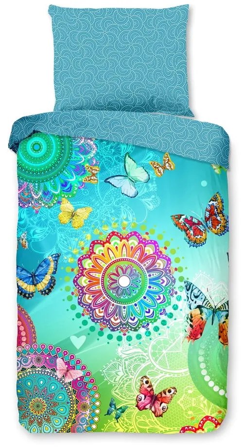 Niebieska bawełniana pościel jednoosobowa 140x200 cm Mystic – HIP