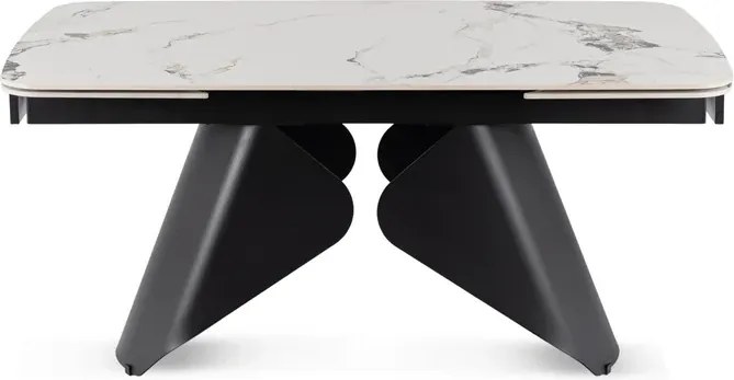 Stół Rozkładany Prostokątny VERONA 160-240 cm Ceramiczny Biały Marmur/Czarny Loft