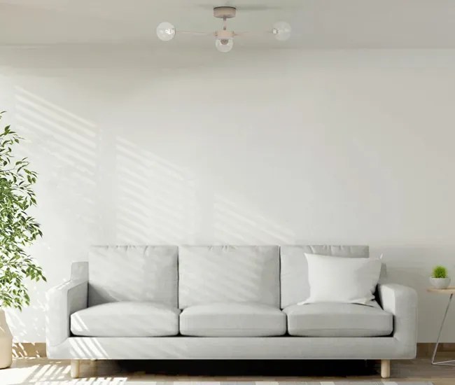 Sufitowa lampa z trzema kloszami transparentno-beżowa P6-W98